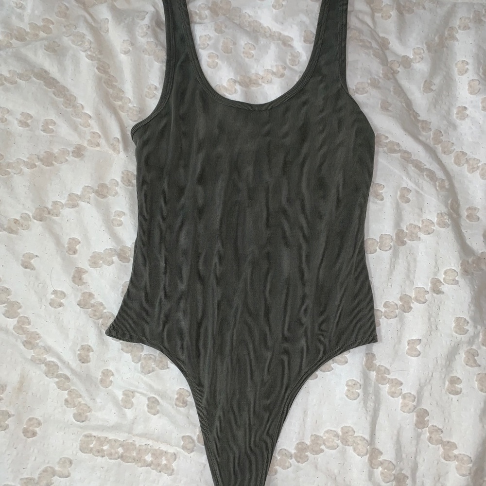 olive green ribbed bodysuit